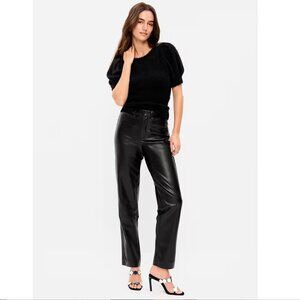 OLD NAVY High-Waisted Faux-Leather Pixie Straight Pants Black Sz 10 - NWT